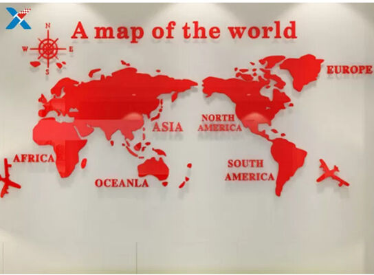 Beli 1.8mm 20mm Custom Cut Acrylic Sheet World Map Wall Sticker Untuk Kantor online manufacture