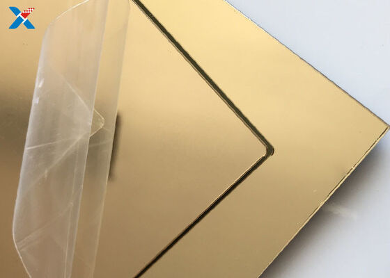 Golden 2mm Acrylic Mirror Sheet Dinding Dekoratif Panel Kaca Plexi